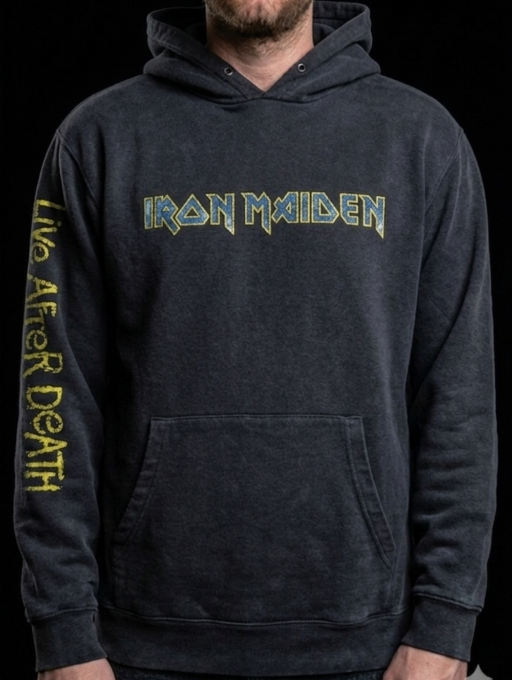 Vintage 2004 Iron Maiden Live After Death Pullover Hoodie Black Y2K